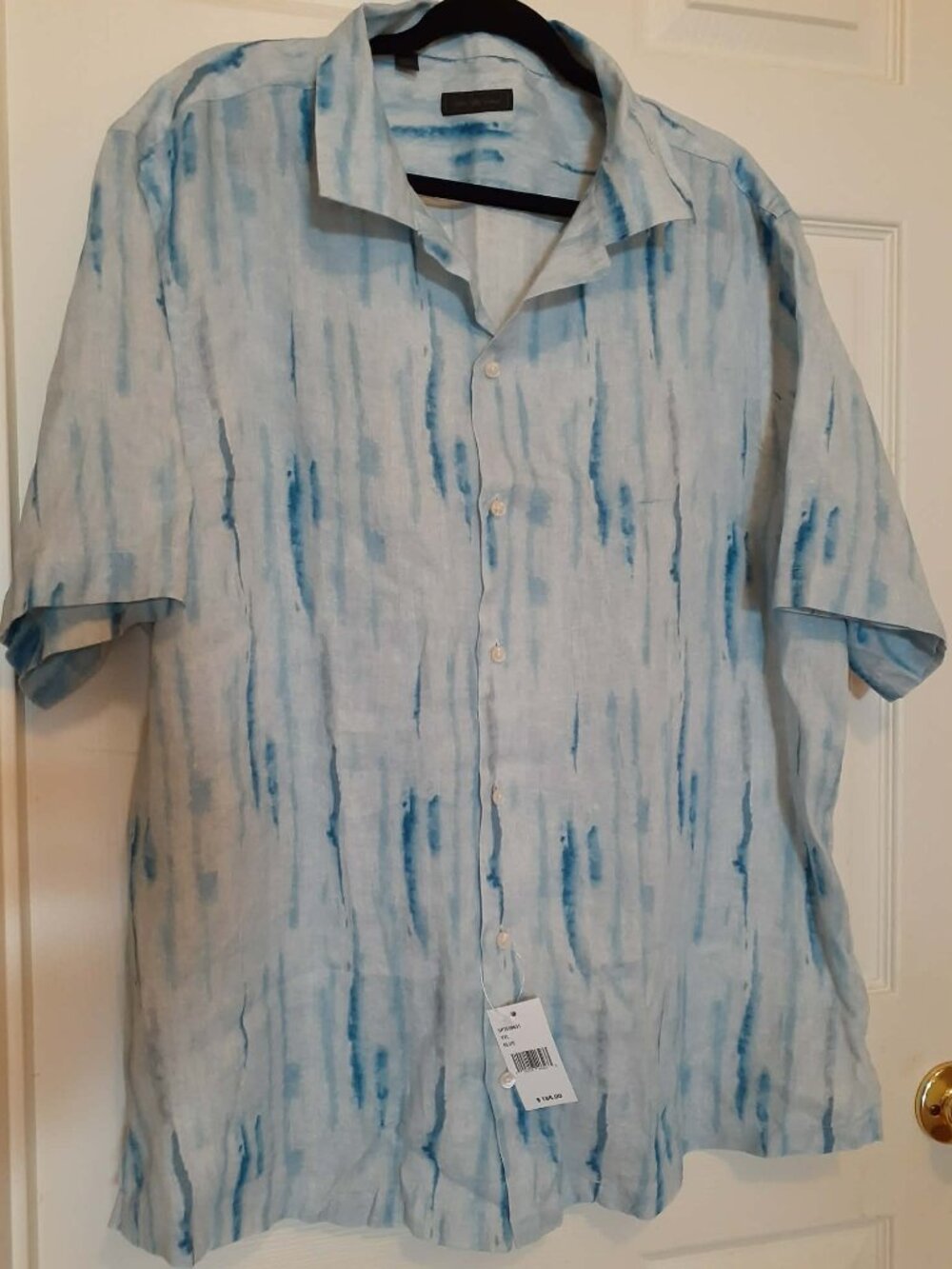 SAKS FIFTH AVENUE Men's Collection Abstract Linen Camp Shirt - Blue
